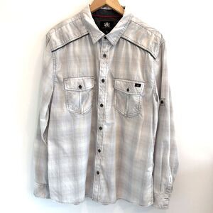 Rock & Republic Mens XL Shirt Gray Plaid Rodeo Date Night Cowboy Versatile